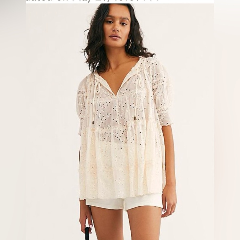 Free People Ivory Eyelet Blouse